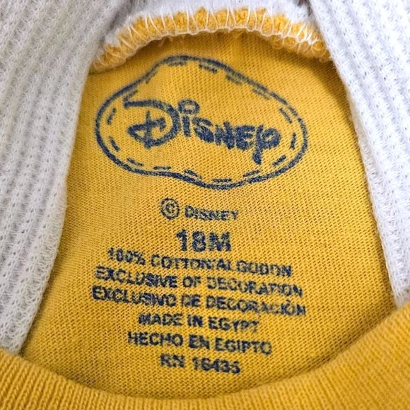 Vtg y2k Disney Mickey Mouse Hoodie Baby Boy 18M Yellow Long Sleeve 100% Cotton - Picture 6 of 7